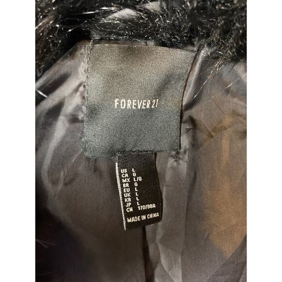 Forever 21 Black Faux Fur 2 clasp Vest Women's Size L - Picture 4 of 12